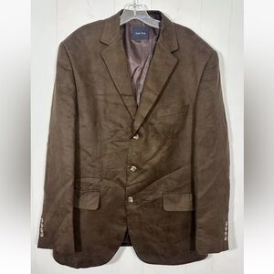 Nautica Men’s Brown Faux Suede Blazer Suit Jacket Button Front Size 44R